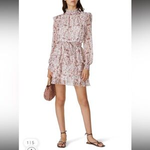 Minkpink White & Pink Melannie Chiffon Mini Dress EUC